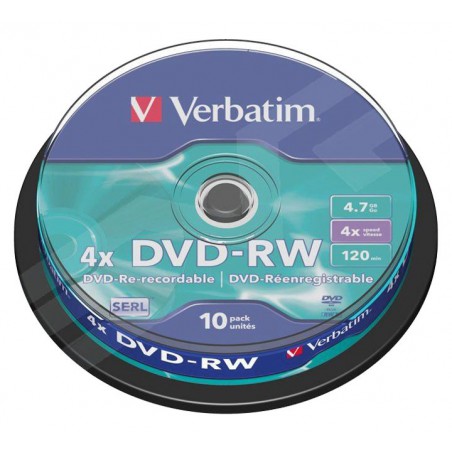 BOBINA 10 DVD-RW  VERBATIM 4X 4.7GB ADVANCED SPINDLE