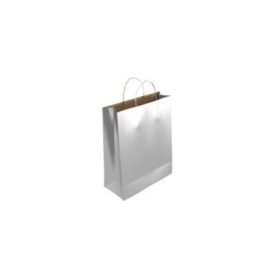 BOLSA DE PAPEL PARA REGALOS BISMARK KRAFT PLATA XS 18X8X24CM