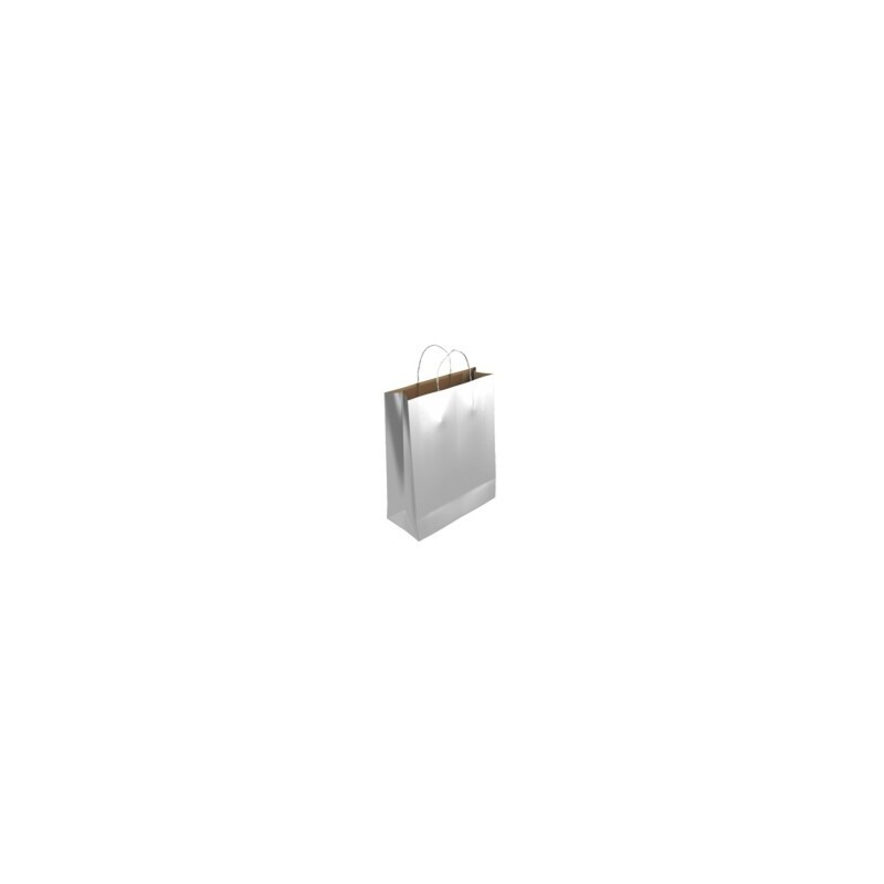BOLSA DE PAPEL PARA REGALOS BISMARK KRAFT PLATA XS 18X8X24CM