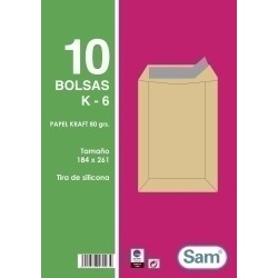 BOLSA PAPEL KRAFT 184X261MM 80G P25 SAM