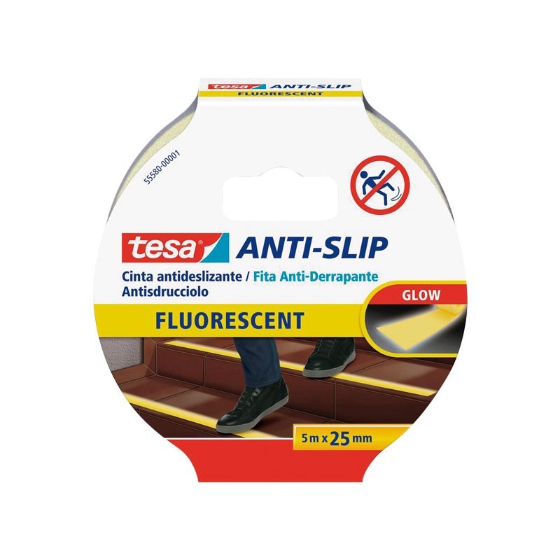 CINTA ANTIDESLIZANTE TESA FLUORESCENTE 5M X 25MM