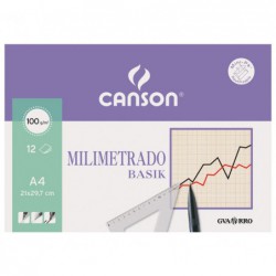 MINIPACK 12h LÁMINAS CANSON DE PAPEL BASIK MILIMETRADO