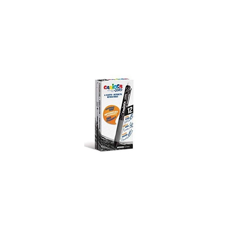 BOLÍGRAFO CARIOCA OOPS BORRABLE MONOCOLOR NEGRO RETRÁCTIL 12 UDS 4304301
