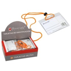 TARJETA IDENTIFICACIÓN HORIZONTAL 109×90 MM CORDÓN NARANJA BISMARK