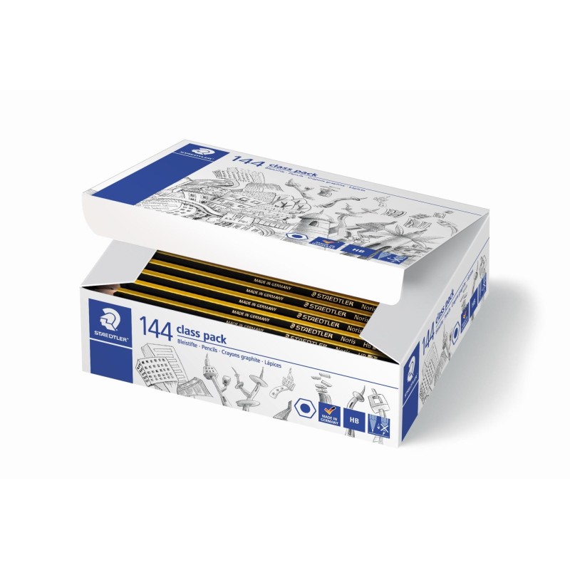 CAJA 144 LÁPICES DE GRAFITO STAEDTLER NORIS 120 HB