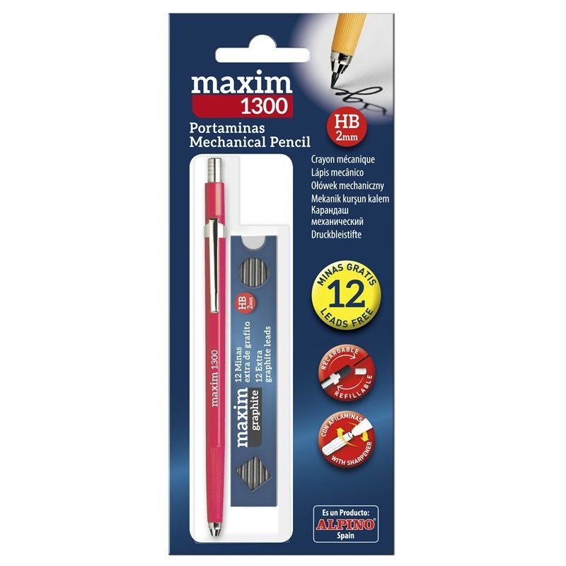 ESTUCHE 2 LÁPICES DE GRAFITO ALPINO HB + 12 MINAS 2MM