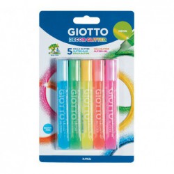 BLÍSTER 5 TUBOS PEGAMENTO GIOTTO GLITTER NEÓN