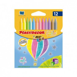 ESTUCHE 12 CERAS BIC KIDS PLASTIDECOR PASTEL