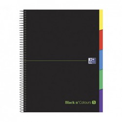 CUADERNO ESPIRAL OXFORD BLACK N' COLOURS 5 BANDAS CON PESTAÑA