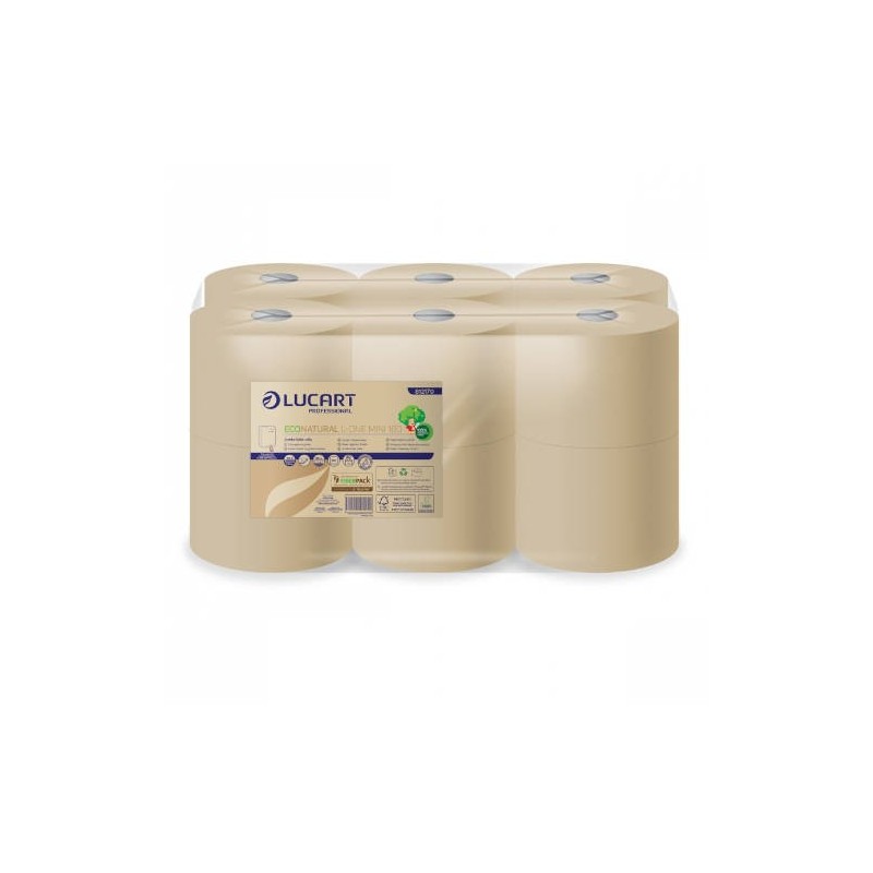 PAPEL HIGIÉNICO INDUSTRIAL L-ONE MINI ECONATURAL LUCART PACK 12