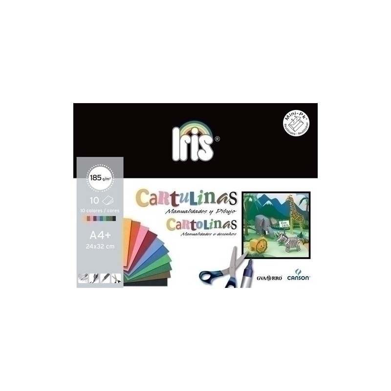 CARTULINA A4+ SURTIDO IRIS MINI PACK 10 CANSON