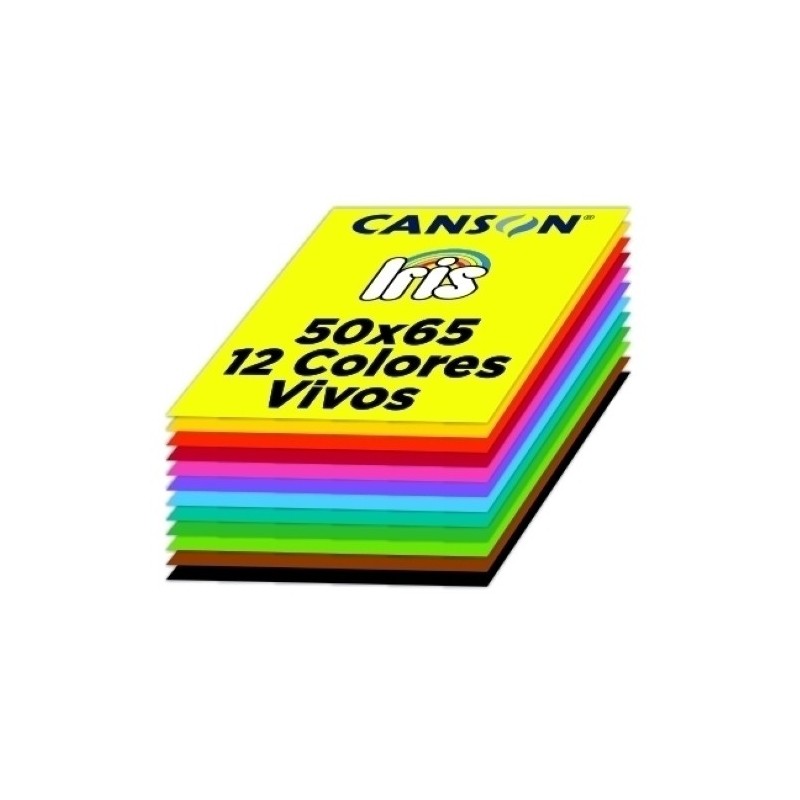CARTULINA IRIS 50X65 CM 185G PACK 120 COLORES VIVOS CANSON