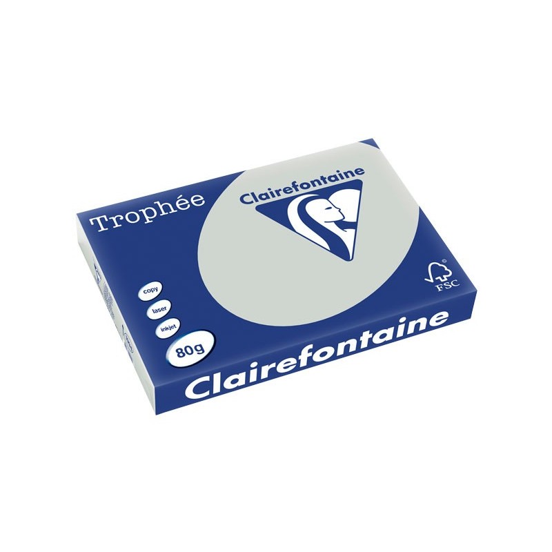 PAPEL COLOR A3 80G 500H GRIS CLAIREFONTAINE TROPHÉE