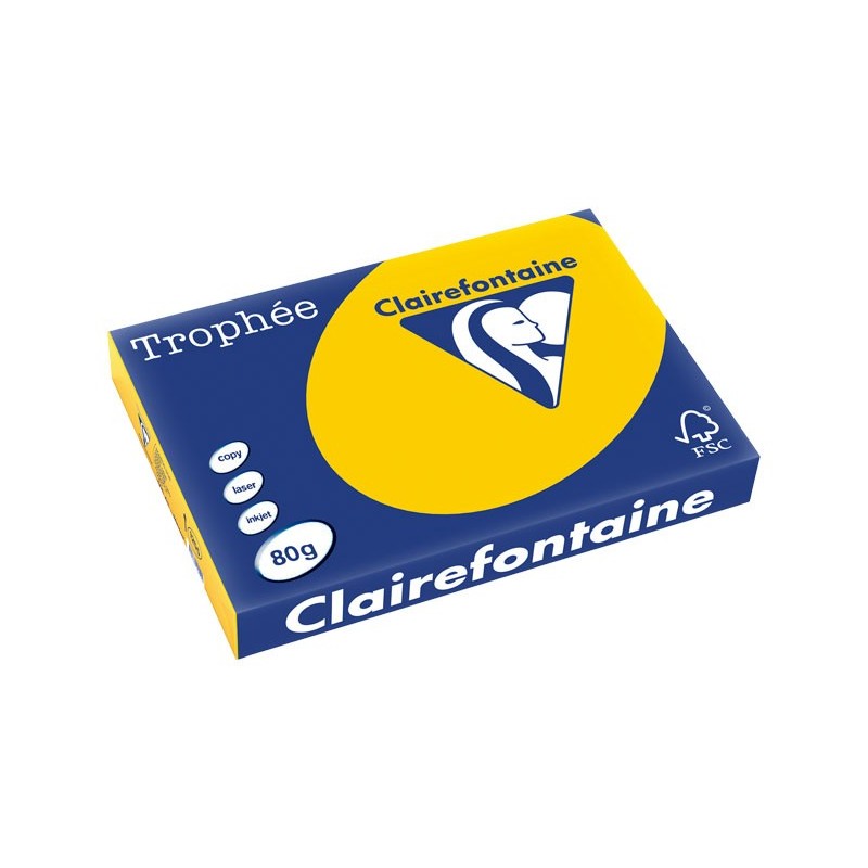 PAPEL COLOR A3 80G 500H OCRE CLARO CLAIREFONTAINE TROPHÉE