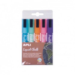 ESTUCHE 5 ROTULADORES APLI LIQUID CHALK PUNTA CÓNICA "TIERRA"