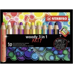 ESTUCHE 10 LÁPICES DE COLORES STABILO WOODY 3 EN 1