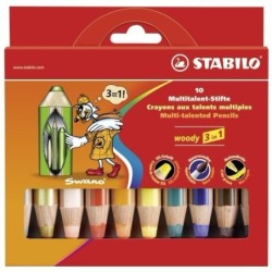 ESTUCHE 10 LÁPICES DE COLORES STABILO WOODY 3 EN 1 + SACAPUNTAS