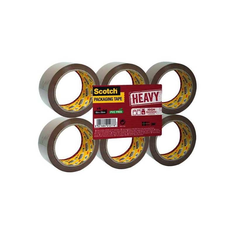 PACK 6 ROLLOS CINTA EMBALAR SCOTCH 371 50mmx66m