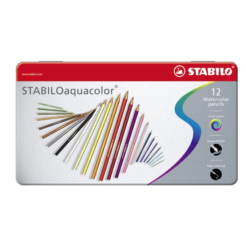 ESTUCHE 12 LÁPICES ACUARELABLES STABILO AQUACOLOR