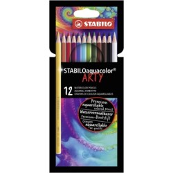 ESTUCHE 12 LÁPICES ACUARELABLES STABILO AQUACOLOR ARTY