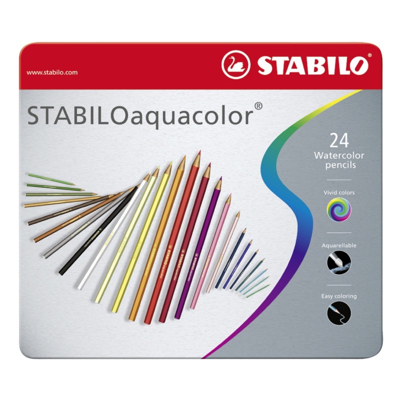 ESTUCHE 24 LÁPICES ACUARELABLES STABILO AQUACOLOR