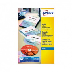 CAJA 25h ETIQUETAS AVERY PARA CD INKJET/LÁSER Ø117 mm