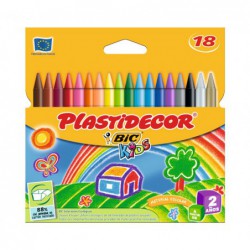 ESTUCHE 18 CERAS BIC KIDS PLASTIDECOR