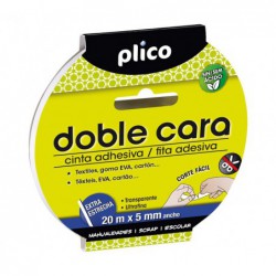 CINTA ADHESIVA PLICO DOBLE CARA 5mm x 20m