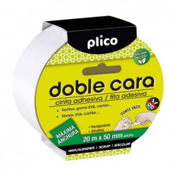 CINTA ADHESIVA PLICO DOBLE CARA 50mm x 20m