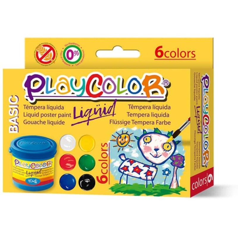 PINTURA LIQUIDA 40ML 6 COLORES + PINCEL PLAYCOLOR