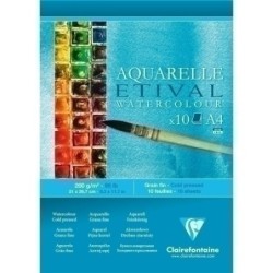 BLOC DIBUJO CLAIREFONTAINE ETIVAL ACUARELA A4 200 G PACK 5