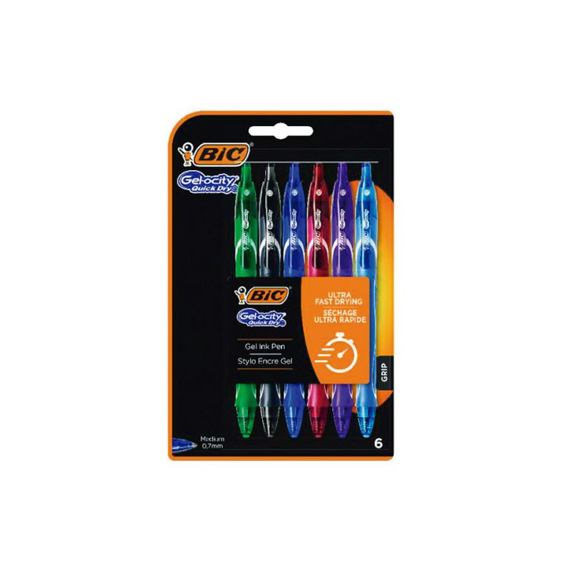 BLÍSTER 6 ROLLERS BIC GELOCITY QUICK DRY