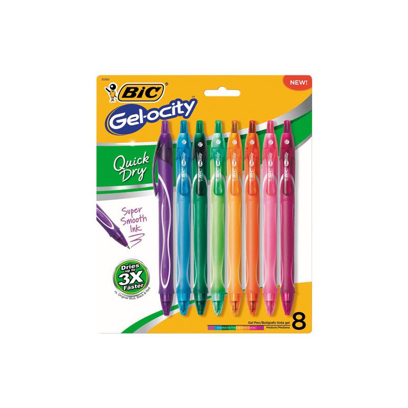 BLÍSTER 8 ROLLERS BIC GELOCITY QUICK DRY