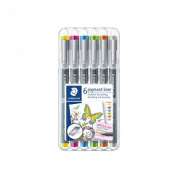 ESTUCHE 6 ROTULADORES STAEDTLER PIGMENT LINER 308 0,3mm COLORES 2