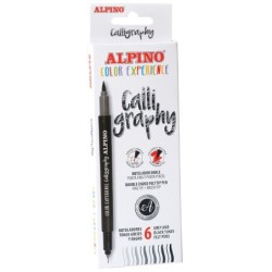 ALPINO ROTULADORES CALLIGRAPHY NEGRO Y GRIS 6