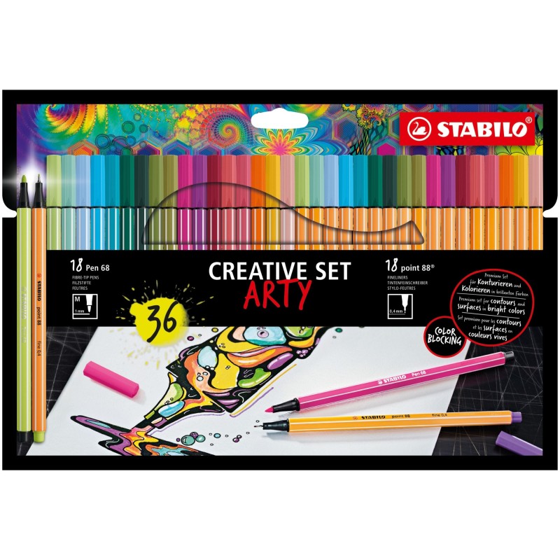 ROTULADORES FINOS 36 COLORES STABILO ARTY CREATIVE SET