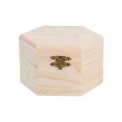 CAJA MADERA DE PINO INNSPIRO HEXAGONAL 12x10,5X7cm