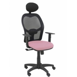 SILLA ALOCÉN MALLA NEGRA ASIENTO BALI ROSA BRAZOS REGULABLES CABECERO FIJO