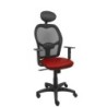 SILLA ALOCÉN MALLA NEGRA ASIENTO SIMILPIEL GRANATE BRAZOS REGULABLES CABECERO FIJO