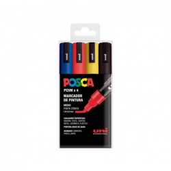 ESTUCHE 4 MARCADORES UNI POSCA PC-5M BASIC