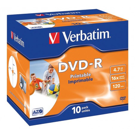 SLIM CASE 10 DVD-R VERBATIM 16X 4.7GB ADVANCED IMPRIMIBLE