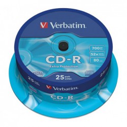 BOBINA 25 CD-R VERBATIM 52X 700MB DATALIFE