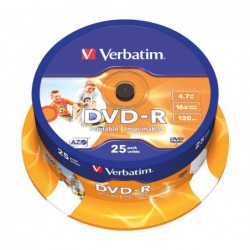 BOBINA 25 DVD-R VERBATIM 16X 4.7GB ADVANCED IMPRIMIBLE