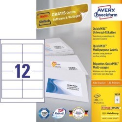 ETIQUETA AUTOADHESIVA BLANCA RECTANGULAR 1200 PIEZAS AVERY