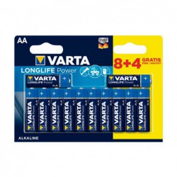 BLÍSTER 8+4 PILAS VARTA AA LONGLIFE POWER LR6 1,5V