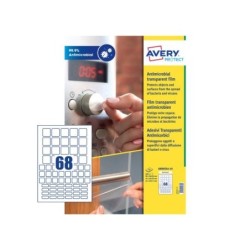 ETIQUETA TRANSPARENTE ANTIBACTERIANA CUADRADA MIXTA AVERY