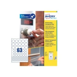 ETIQUETA TRANSPARENTE ANTIBACTERIANA REDONDA MIXTA AVERY