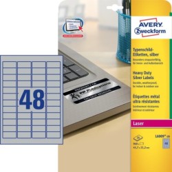 ETIQUETAS ALTA RESISTENCIA PLATA 45,7X21,2MM AVERY