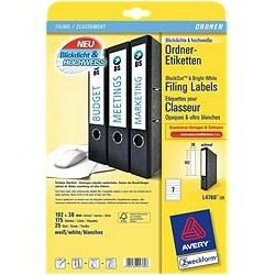 ETIQUETAS BLANCAS PARA ARCHIVADORES DORSO FINO 192X38MM AVERY