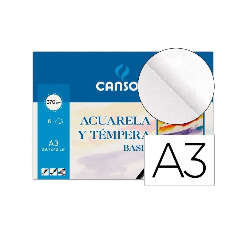 PAPEL ACUARELA BASIK CANSON A3 370G